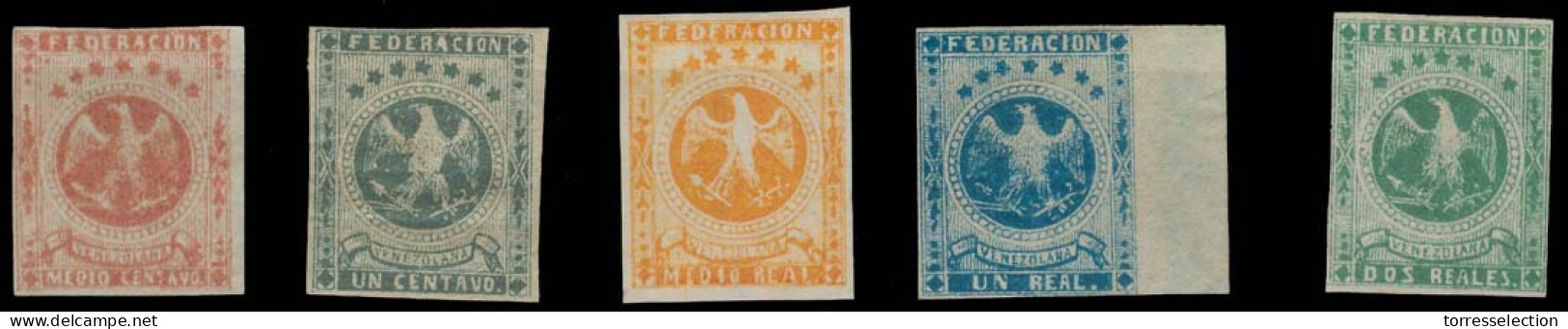 VENEZUELA. 1863 - 5. Yv 8/12. 5 Values Mint. Mostly VF. Complete Set. Yv 408  277 Euros. - Venezuela