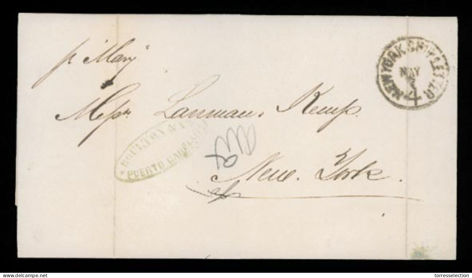 VENEZUELA. 1869. Pto. Cabello/NY. 4 Cts. EL. Steamship. Endorsed "Mary". - Venezuela