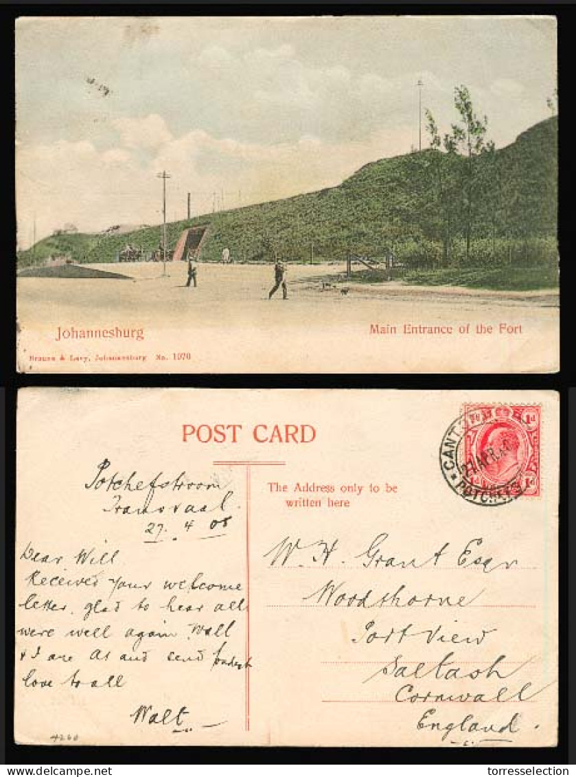 SOUTH AFRICA. 1905. Transvaal. Cantonment / Postchefrom - UK. PPC. Fort Entry. - Other & Unclassified