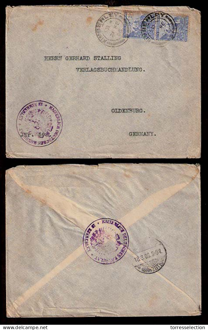 SOUTH AFRICA. 1906. Kimberley / Germany. CONSULAR Cachet. Frkd.env. Appealing. - Other & Unclassified