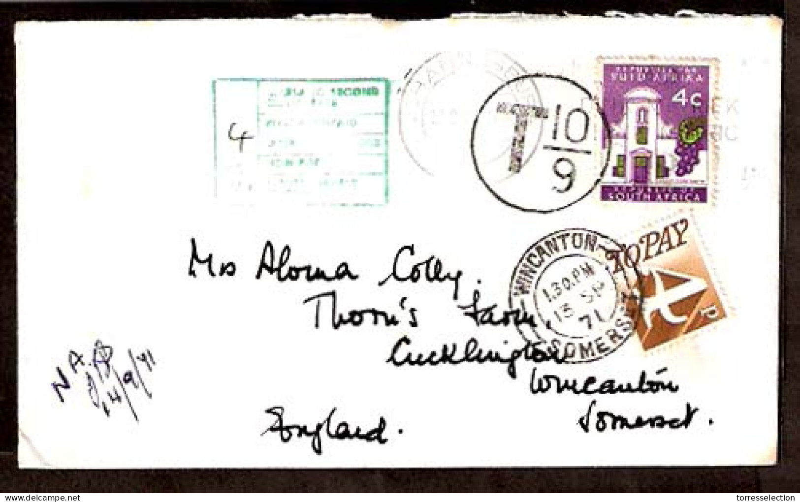 SOUTH AFRICA. 1971. Johanesburg - UK. Frkd Taxed Mixed / Aux Marks Env. - Other & Unclassified