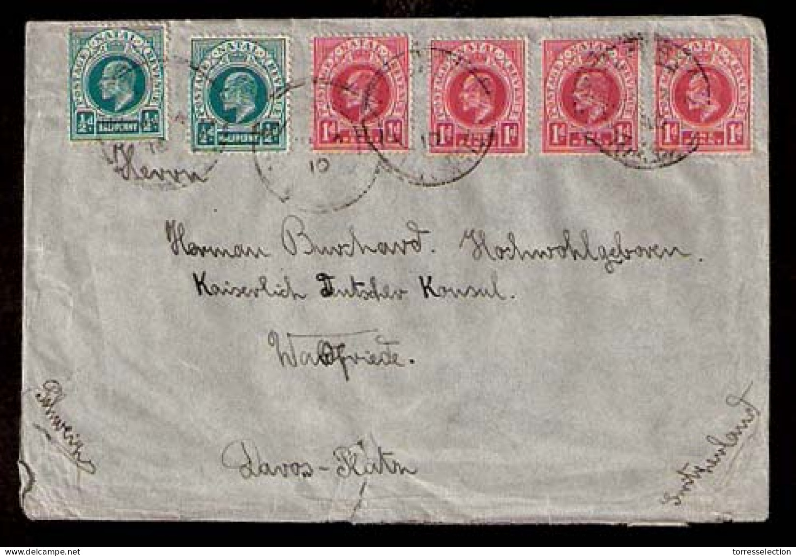 SOUTH AFRICA. 1910. NATAL. Multicolor Ussage To Switzerland. / Env. - Other & Unclassified