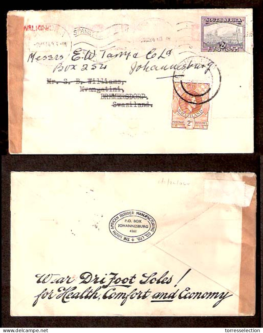 SOUTH AFRICA. 1944. S. Africa - Swaziland. Forwaded. Censored. Mixed Usage Env. - Other & Unclassified