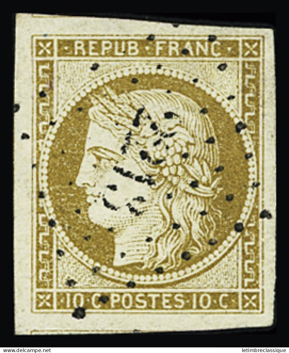 Obl N°1 10c Bistre En 5 Ex. Avec Oblitérations Différentes : Grille, Grille Sans Fin, étoile, Gros Points, PC 2213 (Le M - 1849-1850 Ceres