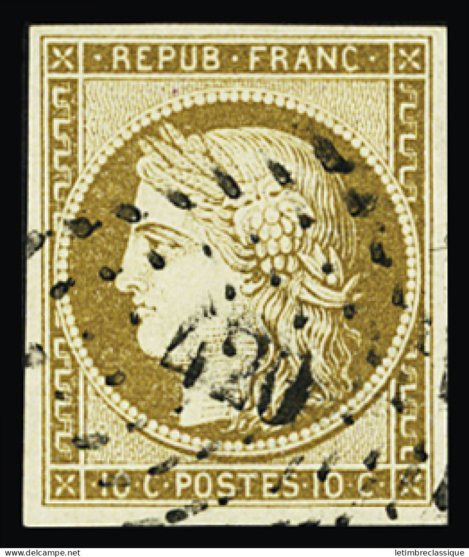 Obl N°1 10c Bistre-jaune Obl. PC420 De Blois (Loir-et-Cher), TB. Signé A.Brun - 1849-1850 Cérès