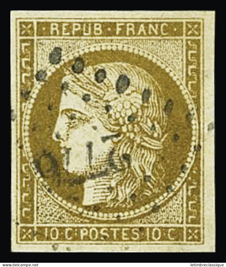 Obl N°1a 10c Bistre-brun, Obl. PC 2776 De Saintes (Charente-inférieure), TTB. Signé JF.Brun - 1849-1850 Cérès