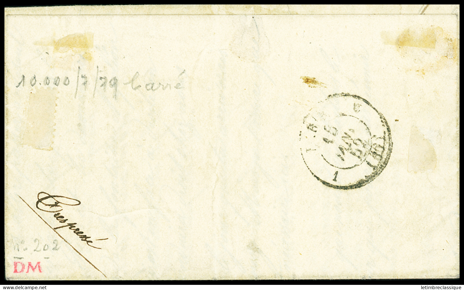 Lettre N°1d En Paire Tête-bêche (1 Ex Entamé) OBL Grille + T15 "St Loup S. Angronne (69)" Haute-Saône (1852) Sur Lettre - 1849-1850 Cérès