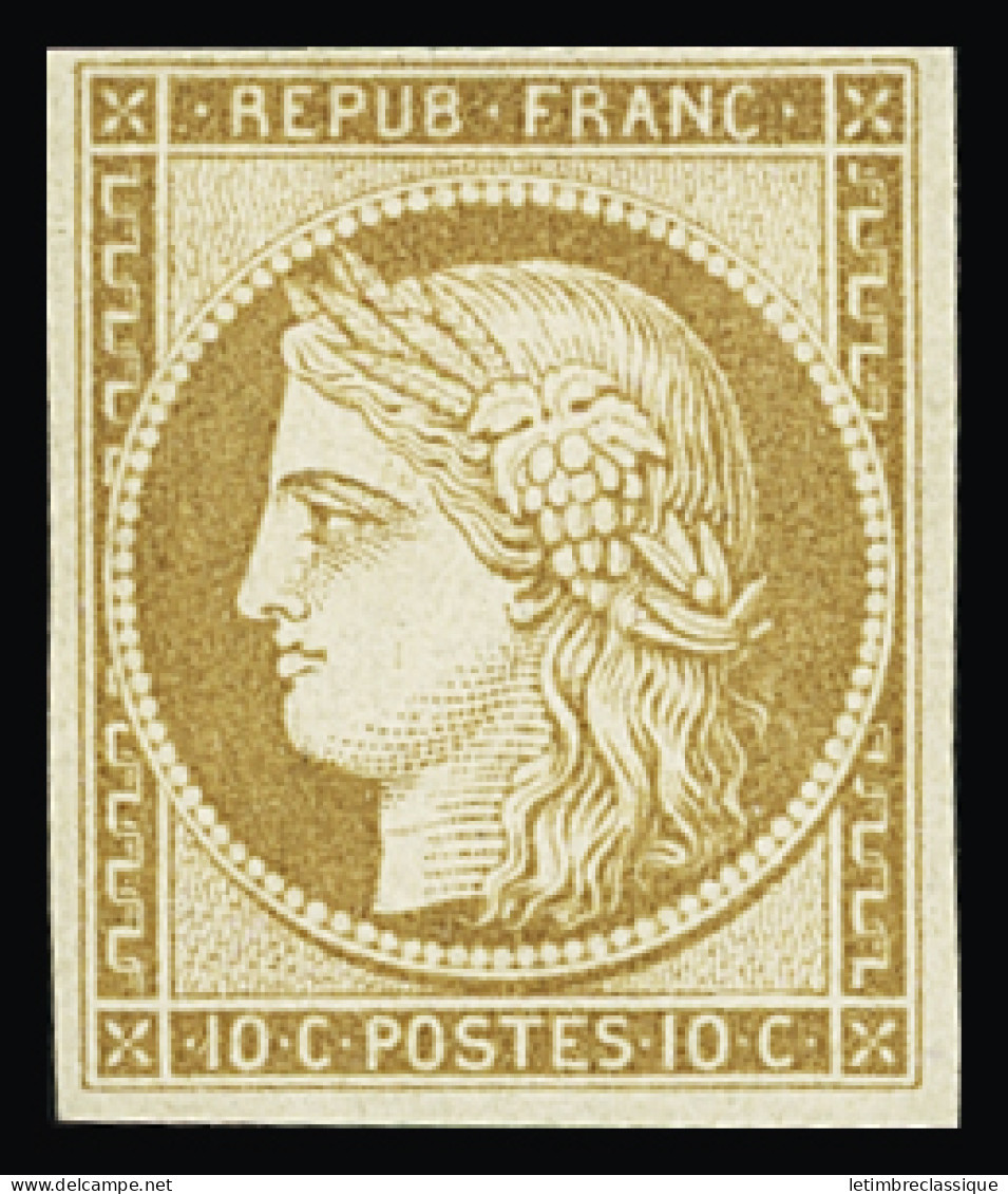 * N°1f 10c Bistre Clair, Réimpression De 1862, Neuf *, TB - 1849-1850 Ceres