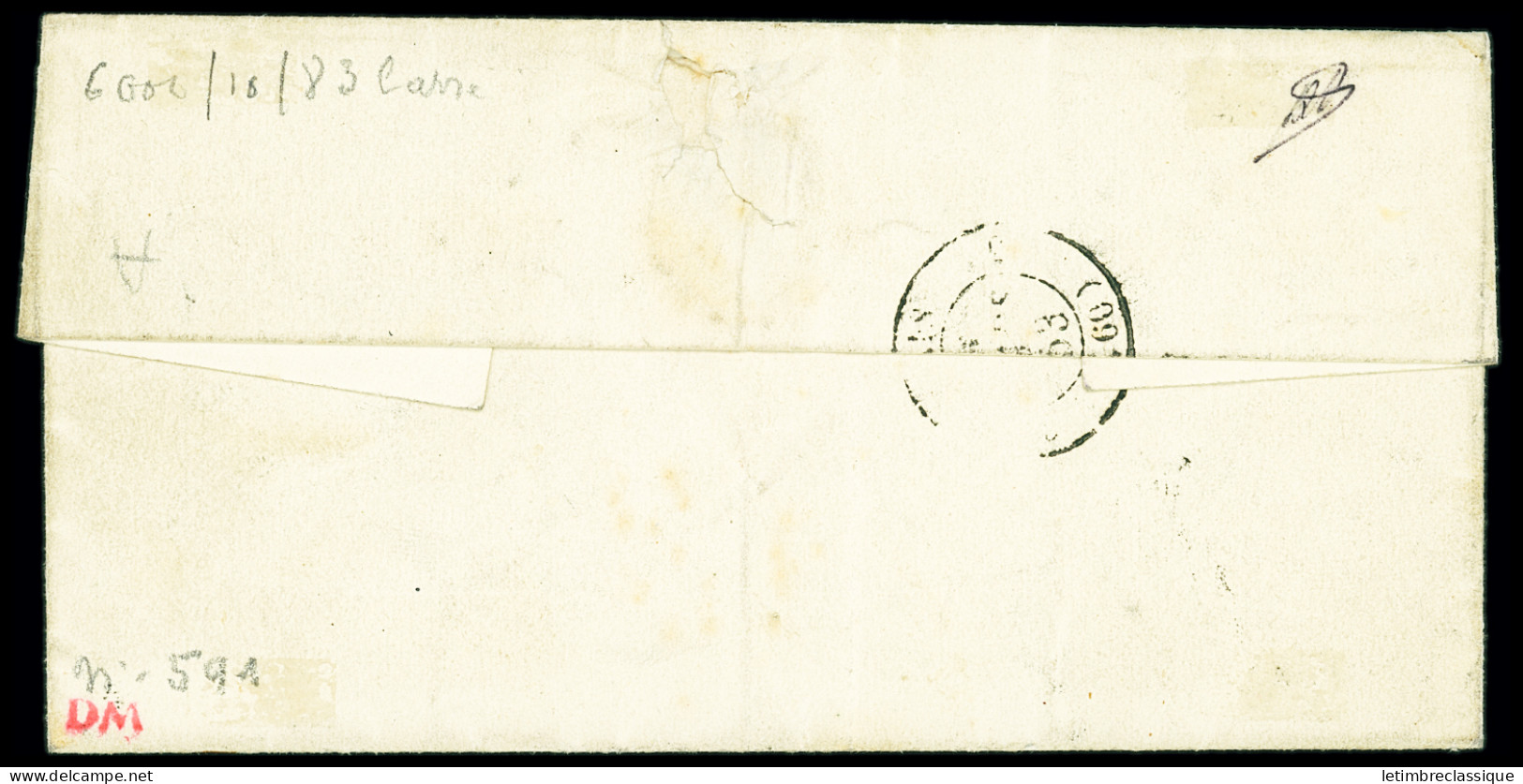 Lettre N°2 15c Vert Belles Marges, OBL étoile Muette Sur Lettre, B/TB - 1849-1850 Ceres