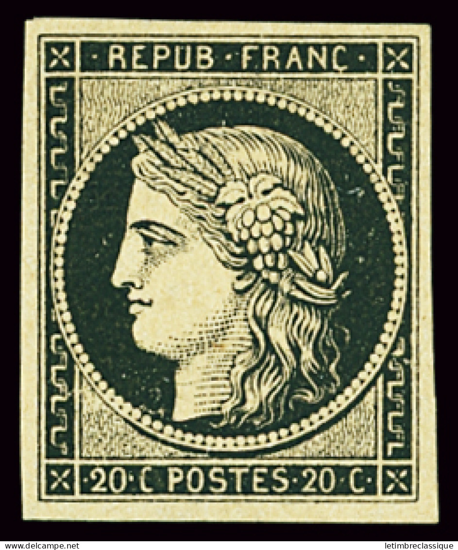 * N°3 20c Noir Sur Jaune, Neuf Avec Gomme Probablement Non Originale, TB - 1849-1850 Cérès