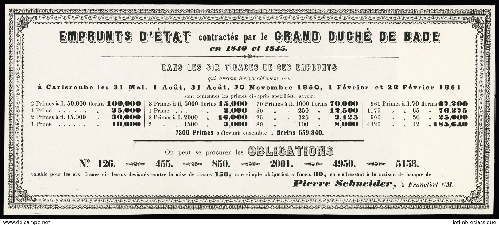 Lettre Circulaire Imprimée De Francfort Sur Le Main, Acheminée Et Postée En Moselle Avec N°3 20c Noir (au Filet) Obl. Gr - 1849-1850 Cérès