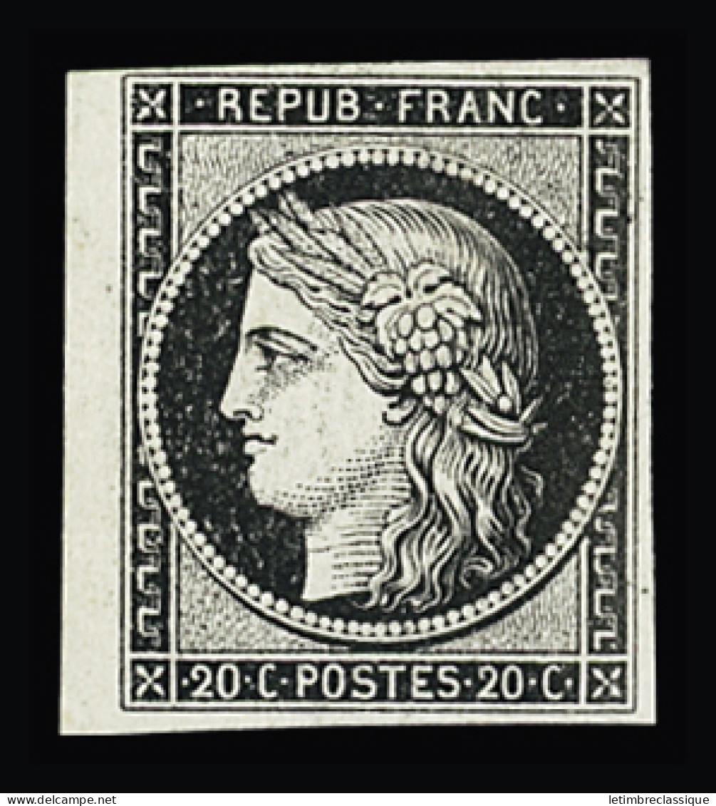 (*) N°3a 20c Noir Sur Blanc, Mise En Train, Neuf Sans Gomme, Bdf, TB - 1849-1850 Cérès