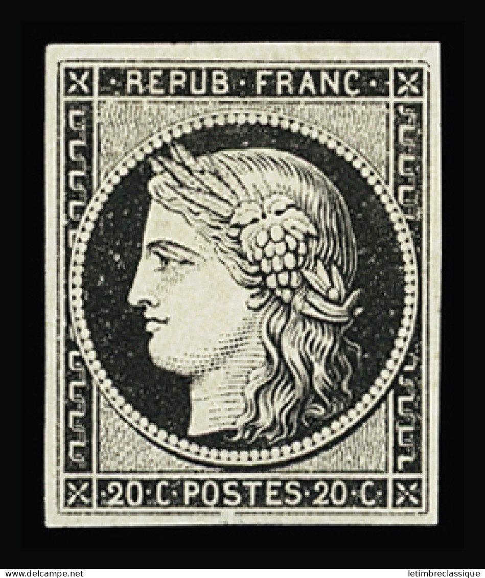 (*) N°3a 20c Noir Sur Blanc, Neuf, TB. Signé Calves - 1849-1850 Cérès