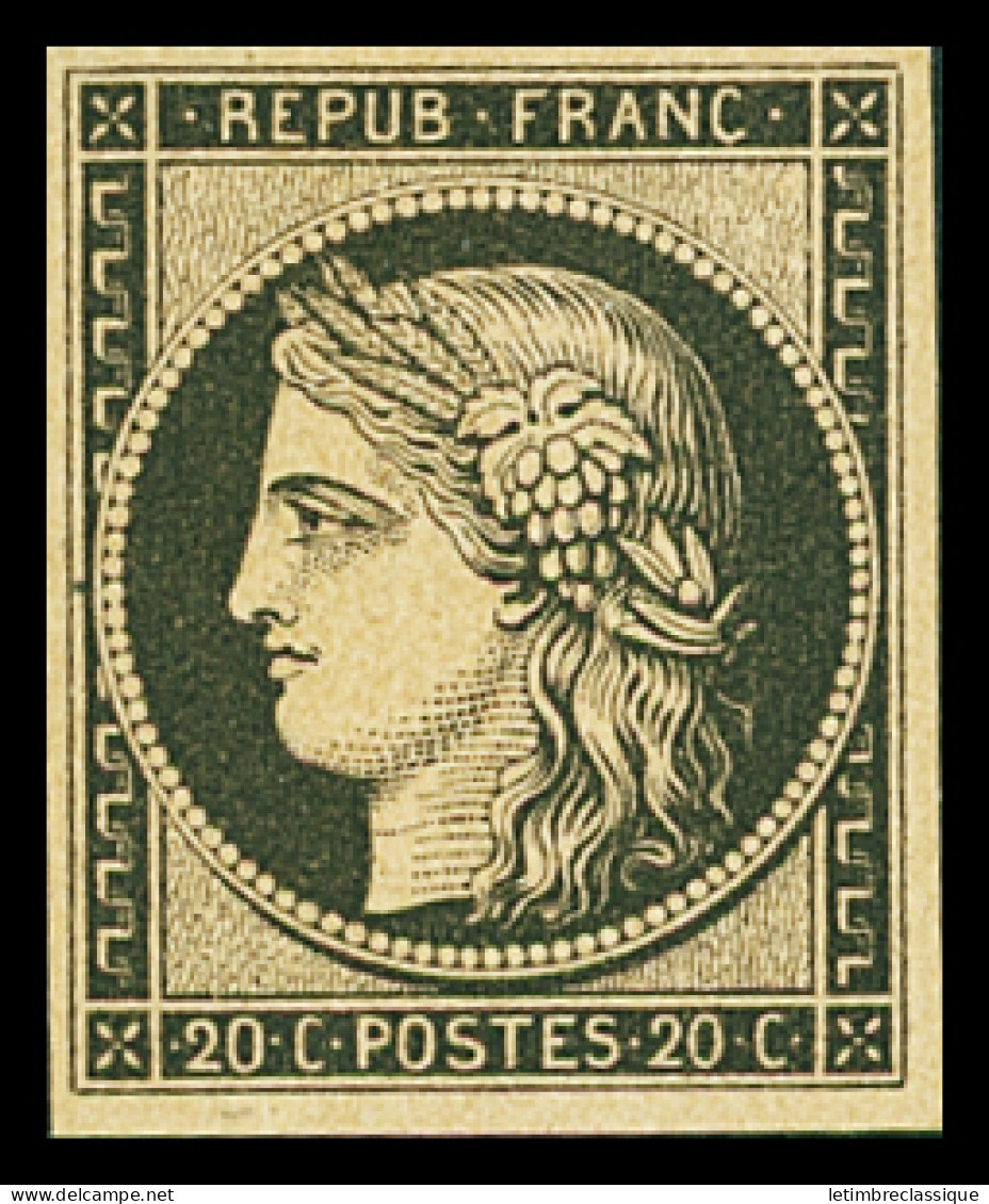 * N°3f 20c Noir, Réimpression De 1862, Neuf * (charnière Propre), Très Frais, TB - 1849-1850 Cérès