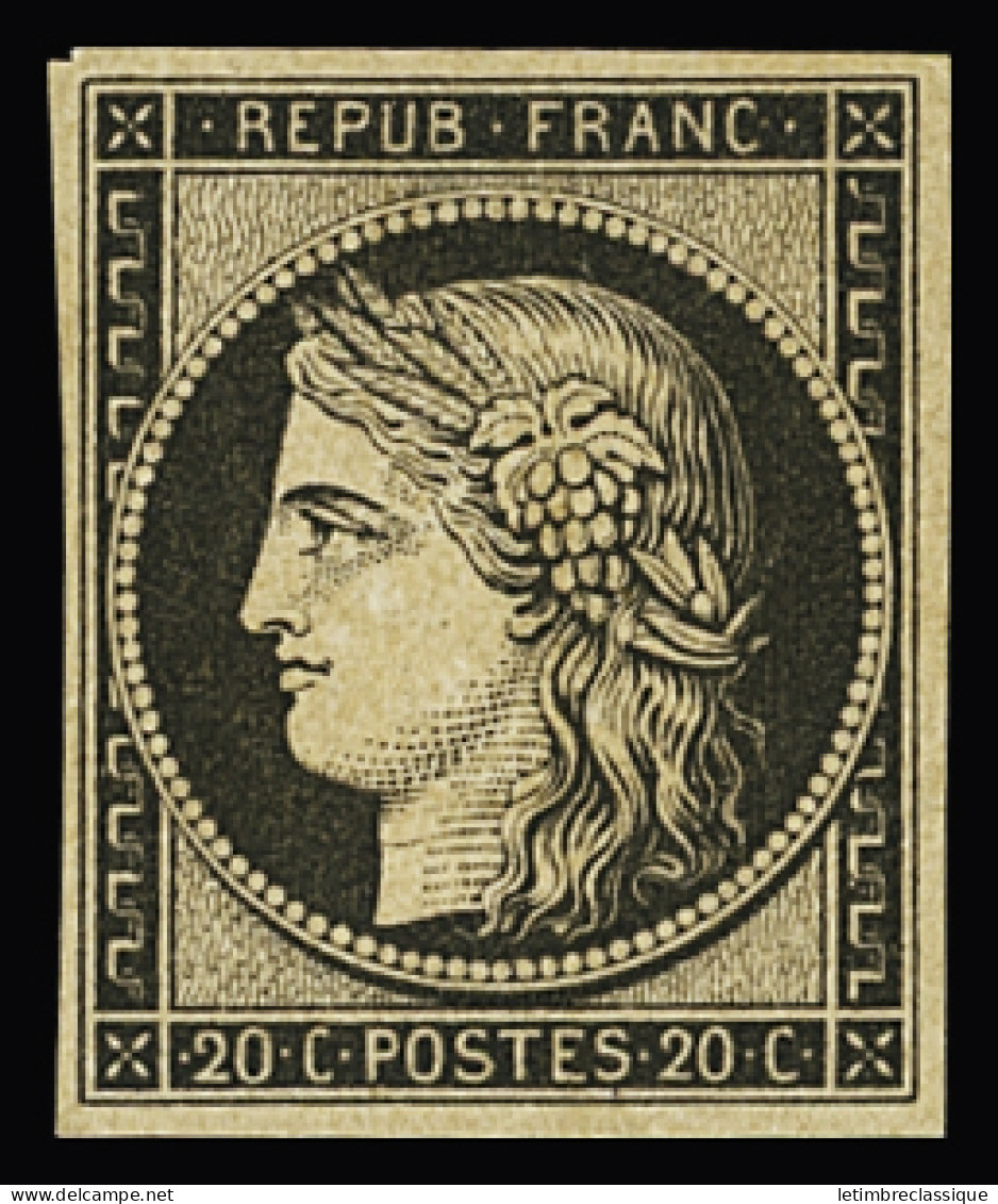 * N°3f 20c Noir, Réimpression De 1862, Neuf * (charnière Propre), Très Frais, TTB - 1849-1850 Ceres