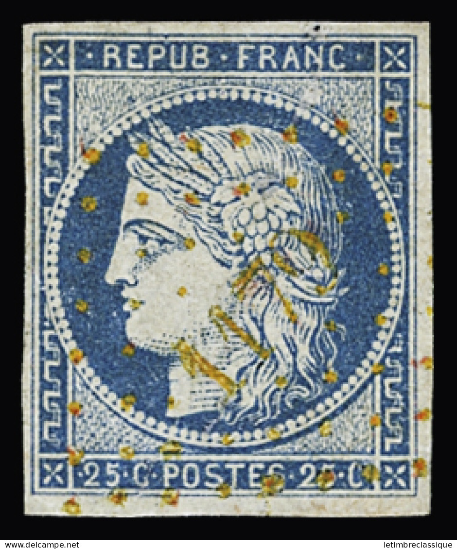 Obl Exceptionnel PC Rouge 1179 D'Entrains-sur-Nohain (Nièvre) Sur N°4 25c Bleu, Bien Margé, TB, RRR - 1849-1850 Cérès