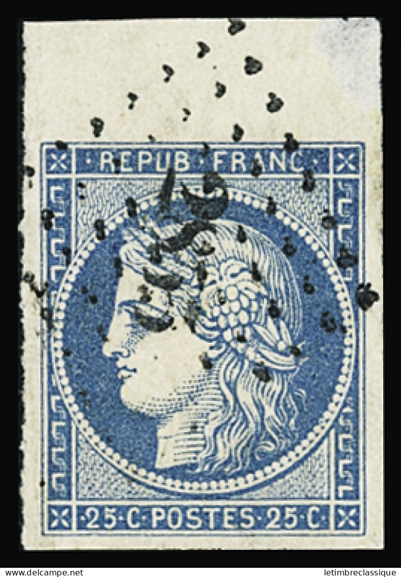 Obl N°4 25c Bleu, Petit Bord De Feuille, Obl. PC 2855 De Sedan (Ardennes), TTB - 1849-1850 Cérès