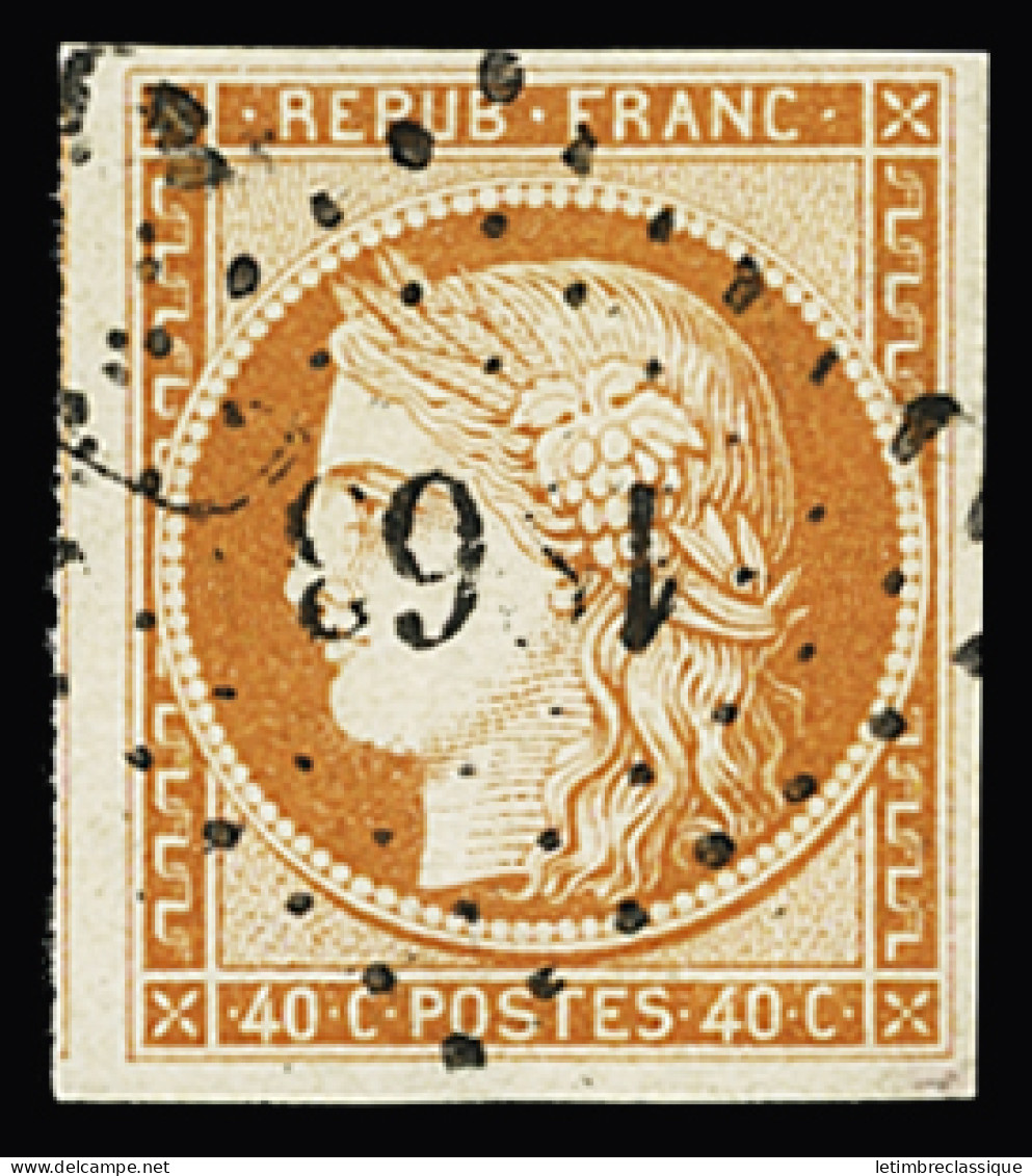 Obl N°5 40c Orange Obl. Petits Chiffres 1863 De Marchenoir (Loir-et-Cher), TTB. Signé JF.Brun - 1849-1850 Cérès