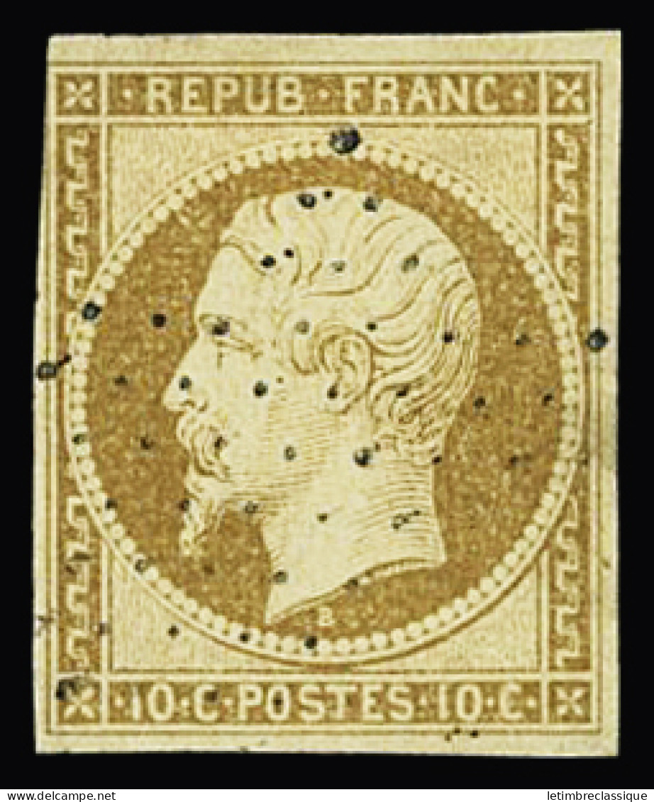 Obl N°9 10c Bistre, Obl. étoile De Paris, Touché En Un Point, TB - 1852 Louis-Napoléon