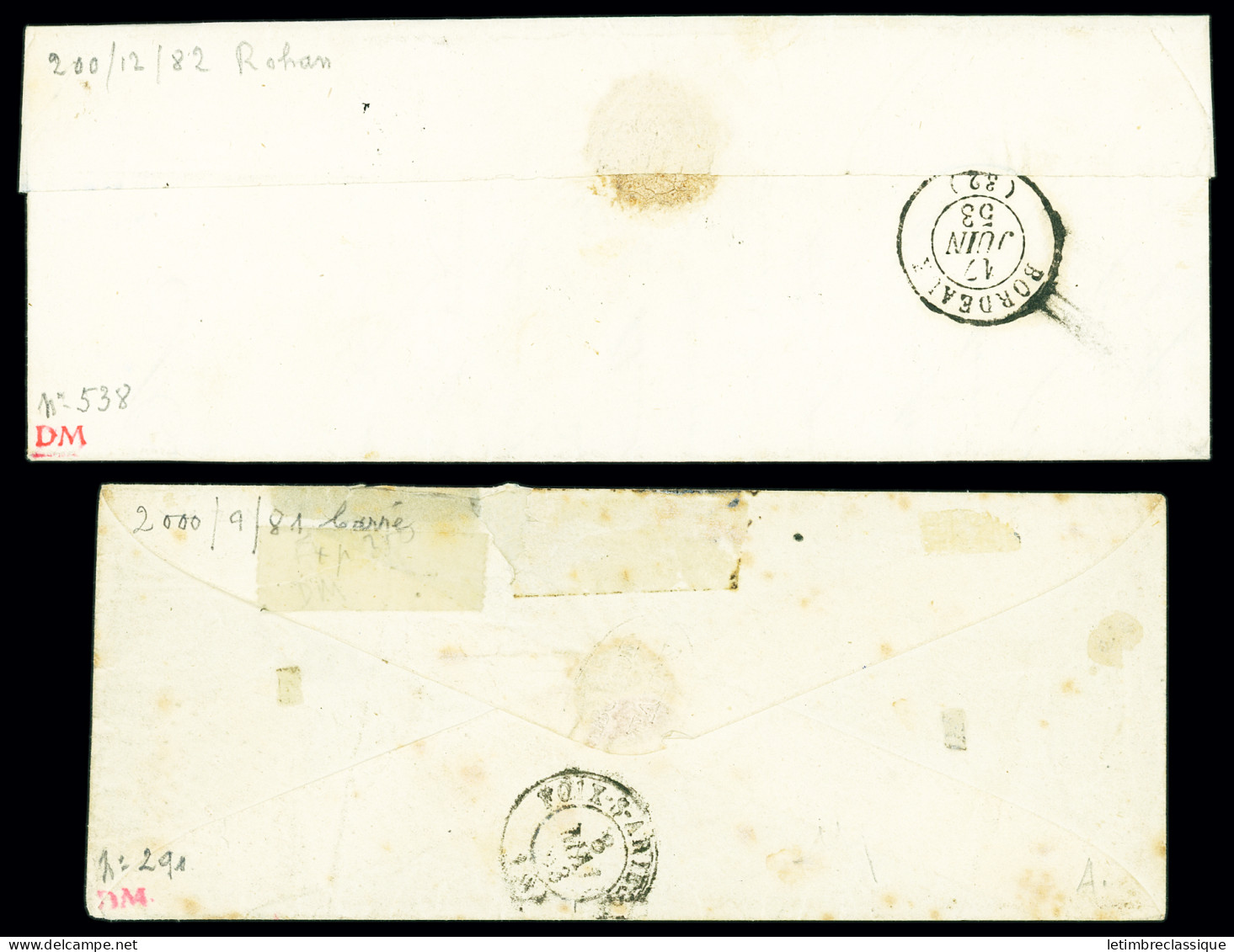 Lettre 2 Lettres : N°10 Percé En Lignes OBL PC 2372 + T15 "Pamiers (8)" (Ariège, 1853) Et N°10 OBL PC 3623 + T15 "Villen - 1852 Louis-Napoléon