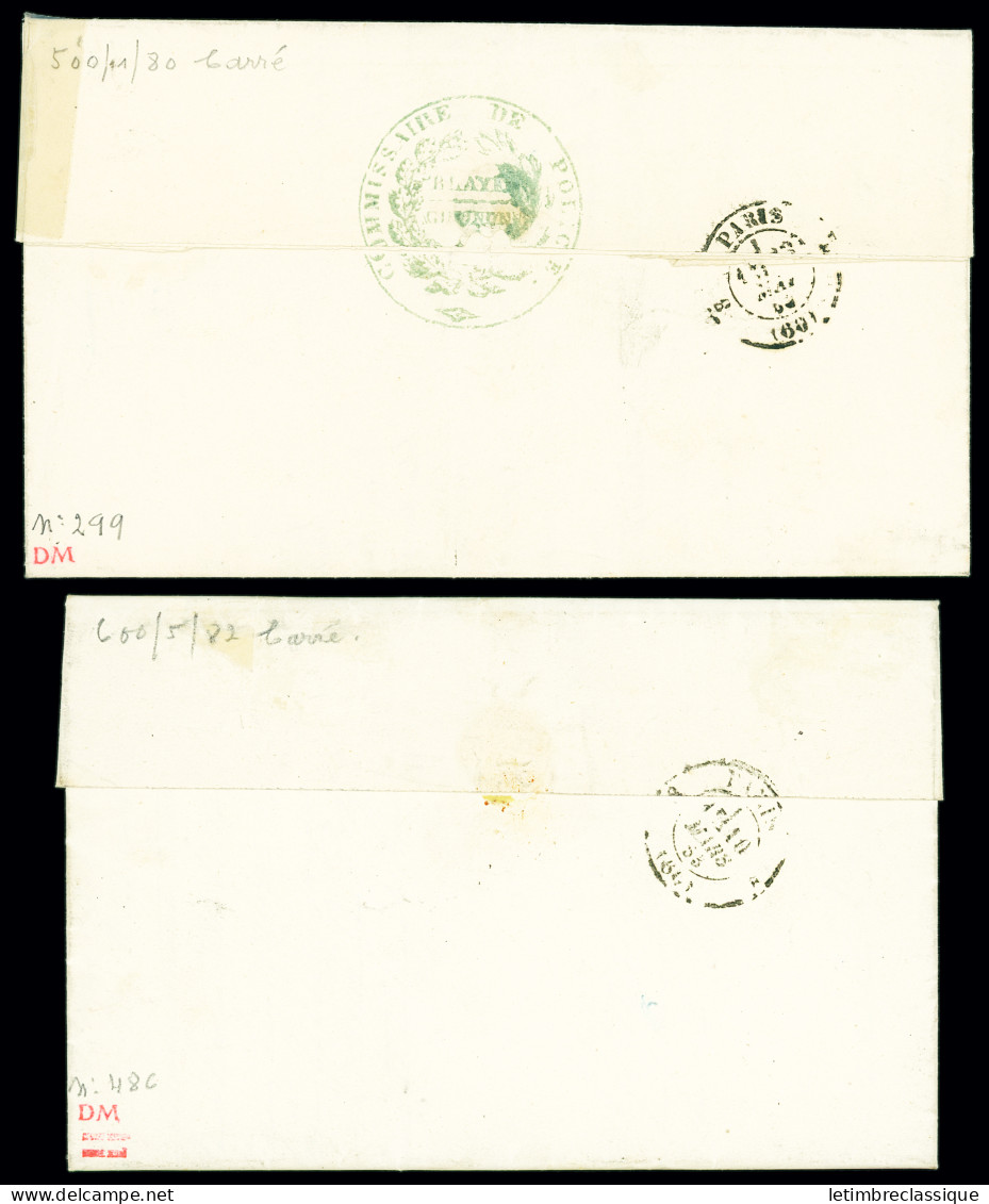 Lettre 2 Lettres : N°10 OBL PC 410 + T15 Blaye (Gironde, 11 Mai 1853) Et N°10 En Paire OBL PC 410 + T15 Blaye (8 Mars 18 - 1852 Louis-Napoleon