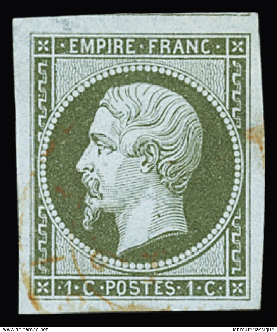 Obl N°11 1c Olive, Obl. Càd Rouge, TB - 1853-1860 Napoleon III