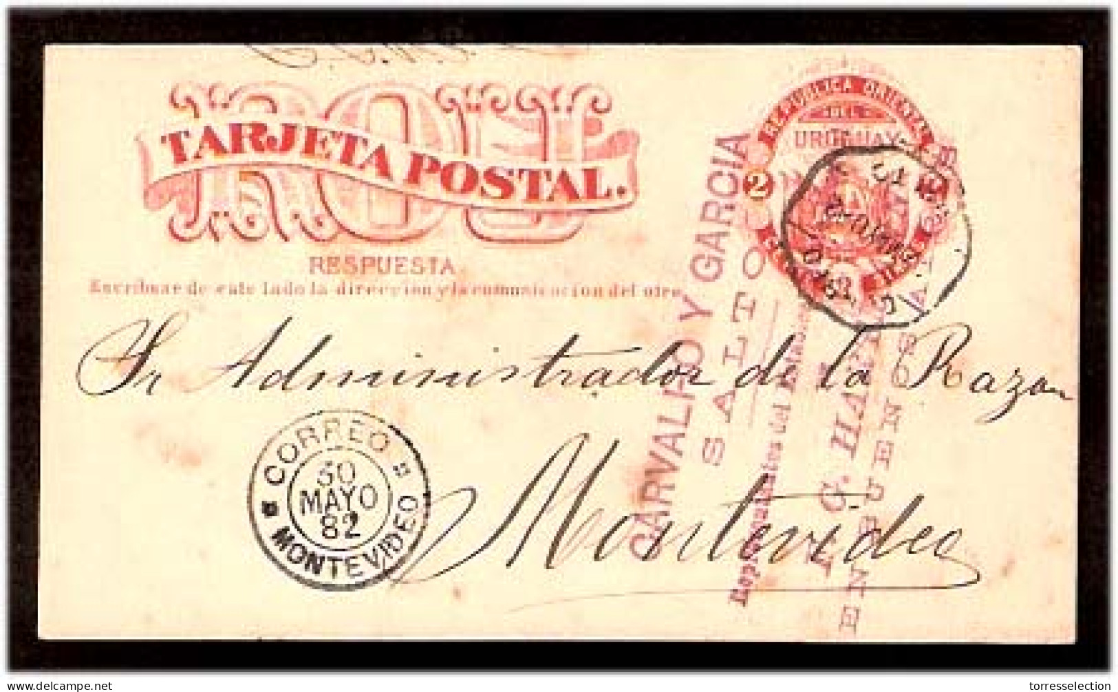 URUGUAY. 1882. Salto - Montº. 2c. Stat. Card. Fine. - Uruguay