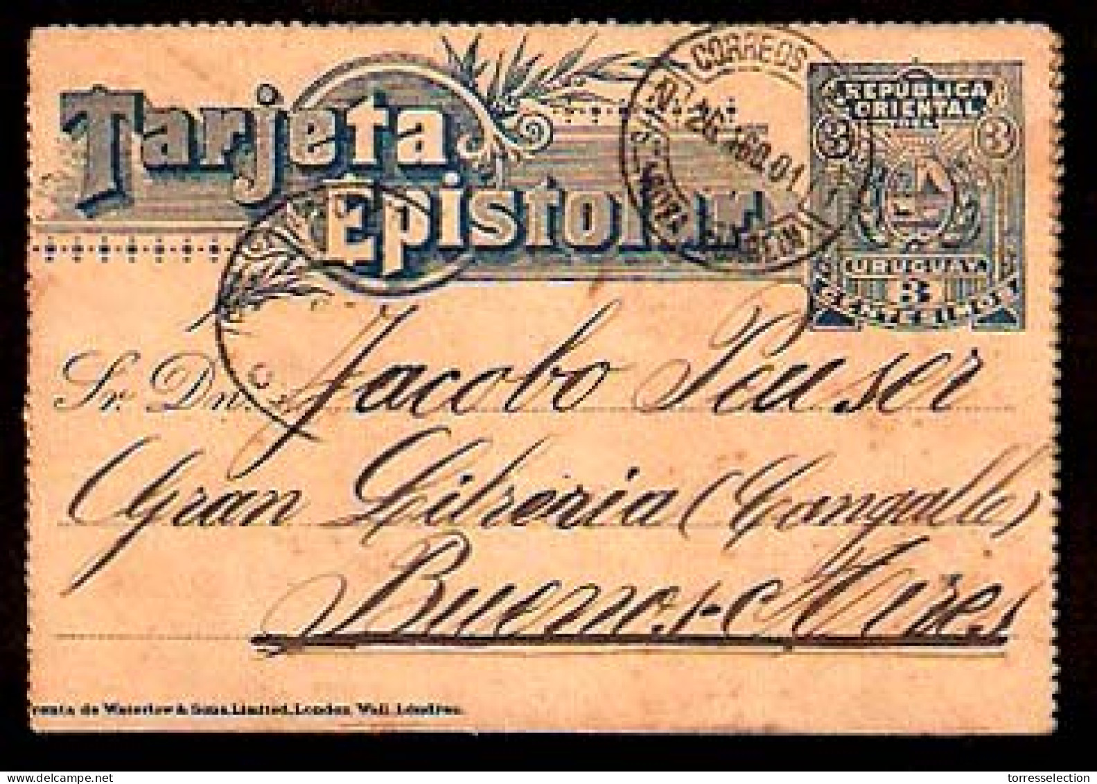 URUGUAY. 1901. Santa Rosa Del Guareim - Arg. Scarce Town Cancel / 3c. Stat. Card. - Uruguay