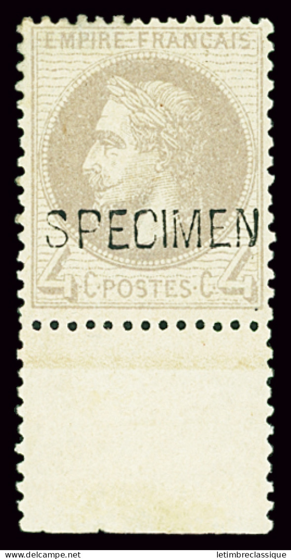* N°27Bf 4c Gris, Surcharge Spécimen, Bdf, Très Frais, Neuf *, TB. Signé Calves - 1863-1870 Napoléon III. Laure