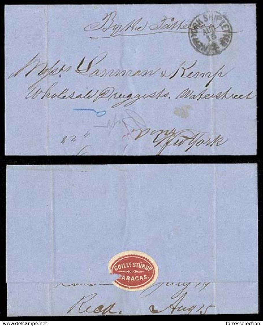 VENEZUELA. 1872. EL. Caracas/ New York Shipletter. 4c.entry (scarce). VF. - Venezuela