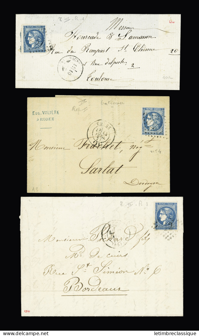 Lettre 3 Lettres AFF N°45 (2) Et 46 (1) - 1870 Uitgave Van Bordeaux
