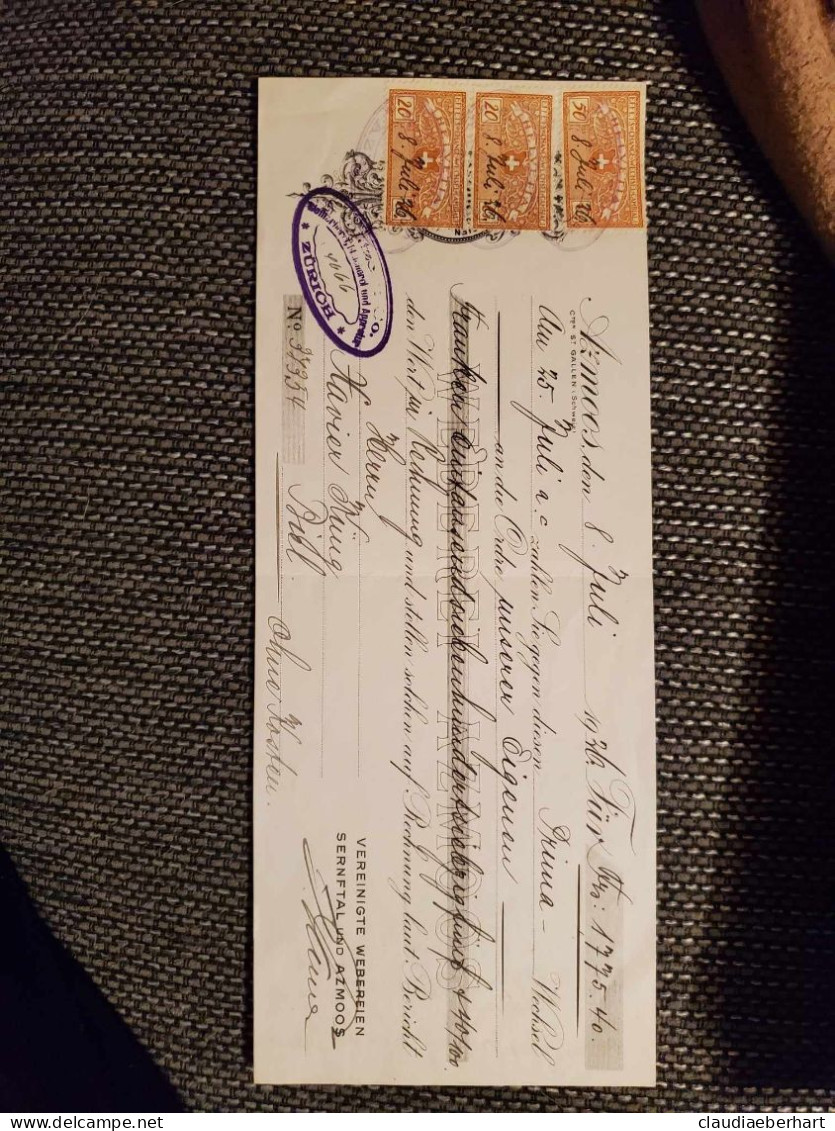 1926 Helvetia - Cheques En Traveller's Cheques