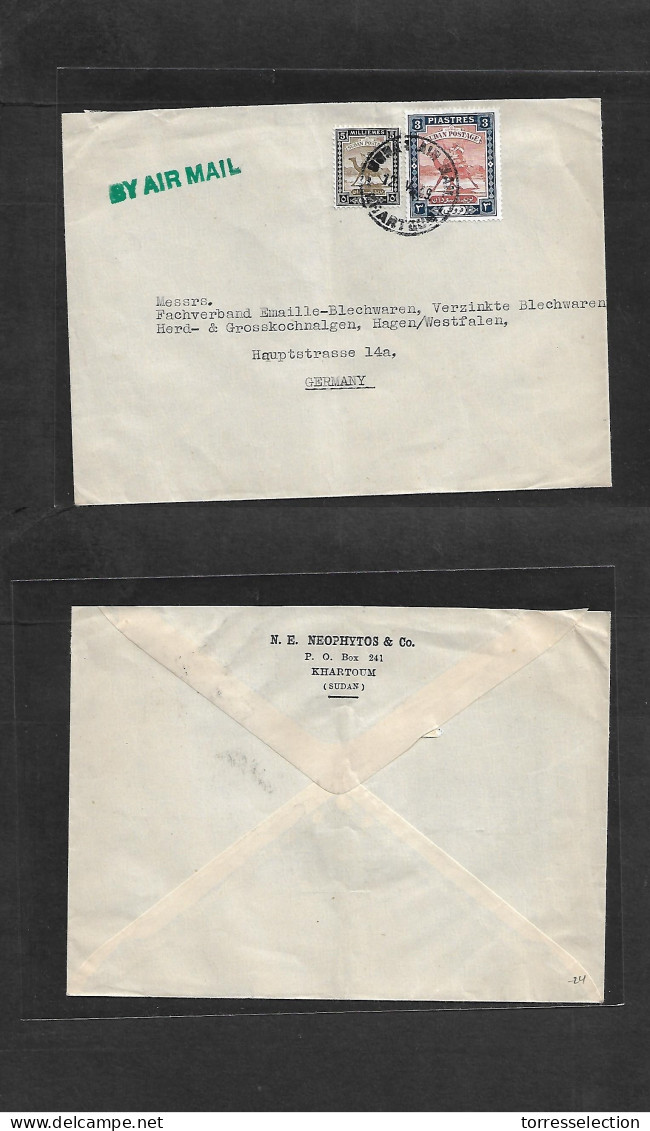 SUDAN. 1949 (12 May) Khartoun - Germany, Hagen. Air Mutlfkd Env. VF. - Soudan (1954-...)