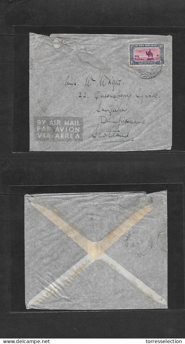 SUDAN. 1937 (19 May) Khartoum - Scotland, Air Fkd Envelope. - Sudan (1954-...)