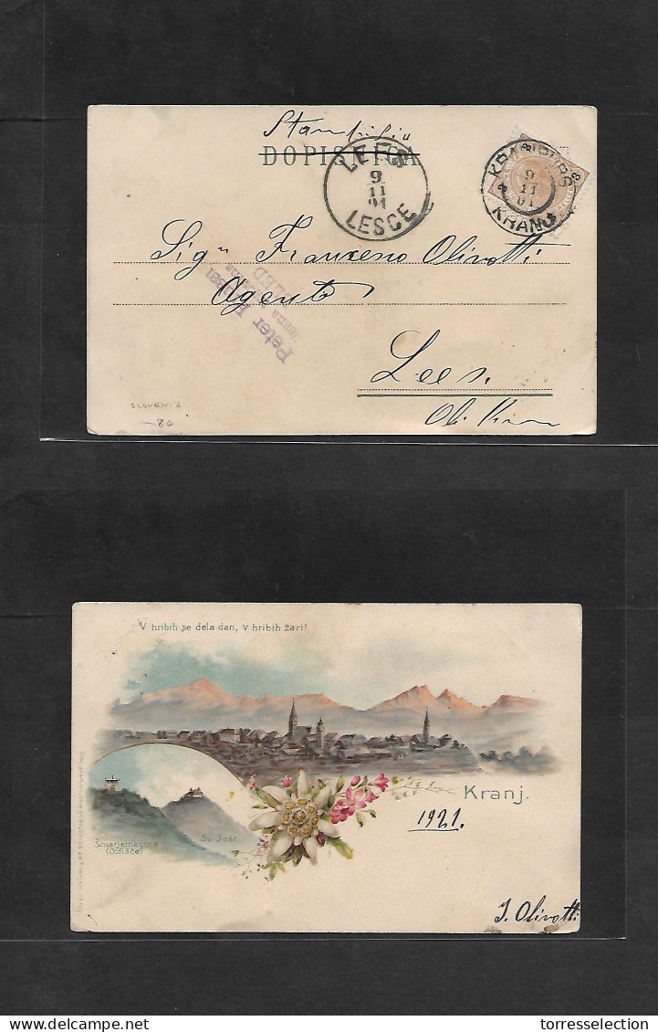 SLOVENIA. 1901 (9 Nov) Krano, Kranj - Lesce. Fkd Card Austria Postal Adm., Bilingual Cachet. - Slovénie