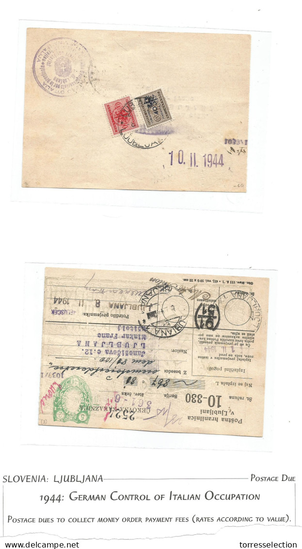 SLOVENIA. 1944 (10 Febr) Ljubljana. Postage Due Ovptd Issue On Local Money Order Stationary Card. German Control Of Ital - Slovénie