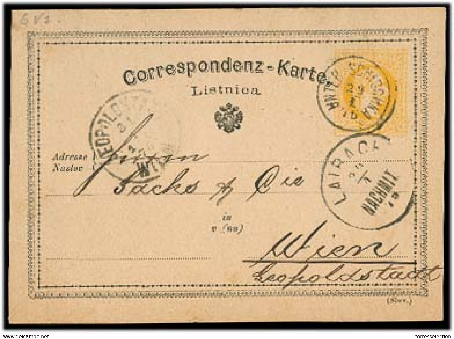 SLOVENIA. 1876. Unter Schischka - Wien. Via Lairach 1st Issue Austria Stat Card In German + Slovenian / Cds. Scarce. - Slovenia