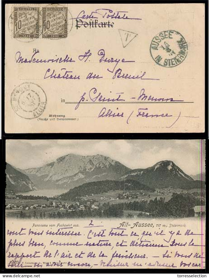 SLOVENIA. 1901. Styria / Steiermark - Aussee - France Multifkd Taxed PPC + 2 French P Dues Tied Unusual. - Slovenia