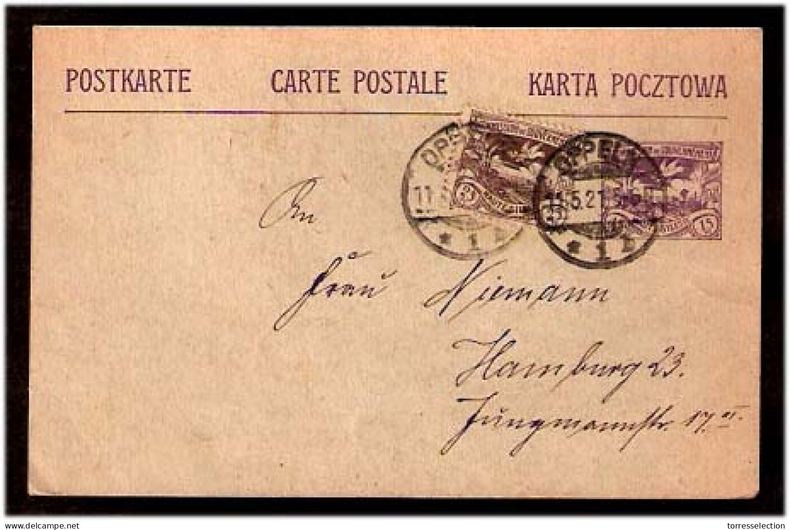 Silesia. 1921. Oppeln - Germany. Stat. Card + Adtl. - Schlesien