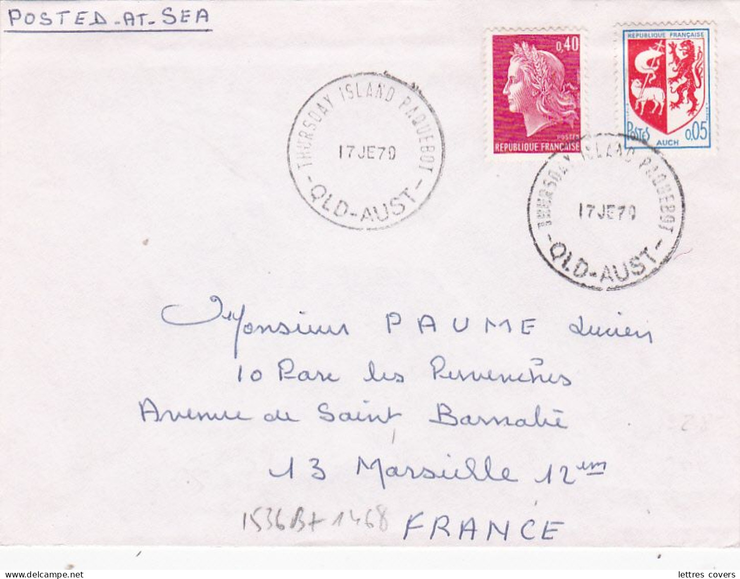 Marianne CHEFFER Obl " CURAÇAO WILLEMSTADT " ANTILLES Lettre à BORD PAQUEBOT " M/S DE GRASSE - Escale Seepost - 1967-1970 Maríanne De Cheffer