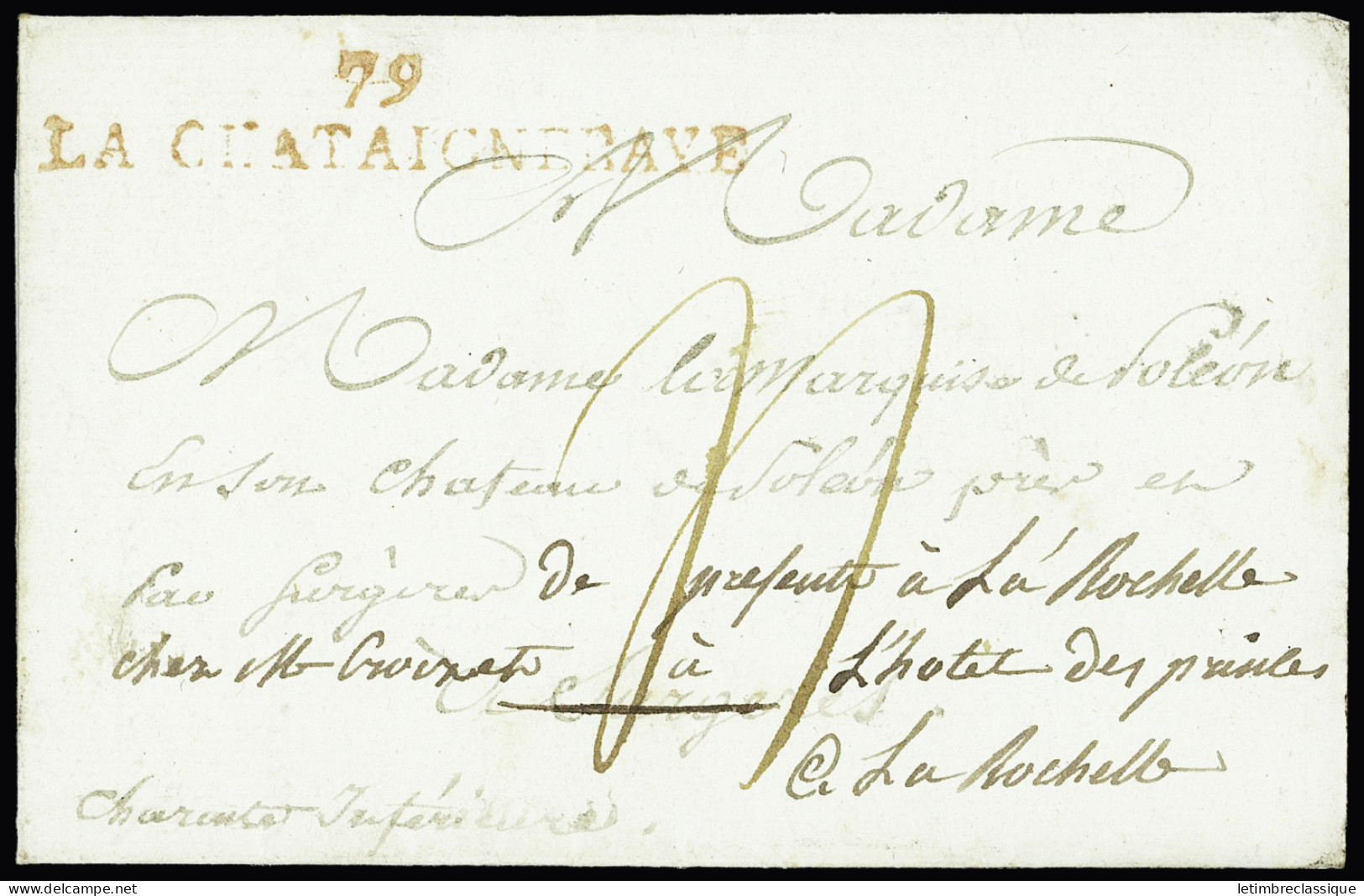 Lettre Lettre De Vendée Pour Surgères (vers 1811) Avec Au Verso MP "Deb 16 Surgères". TB - Sonstige & Ohne Zuordnung