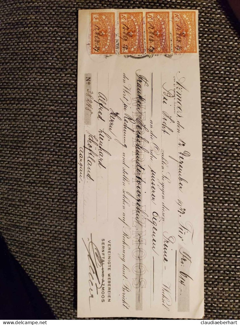 1927 Helvetia - Cheques En Traveller's Cheques