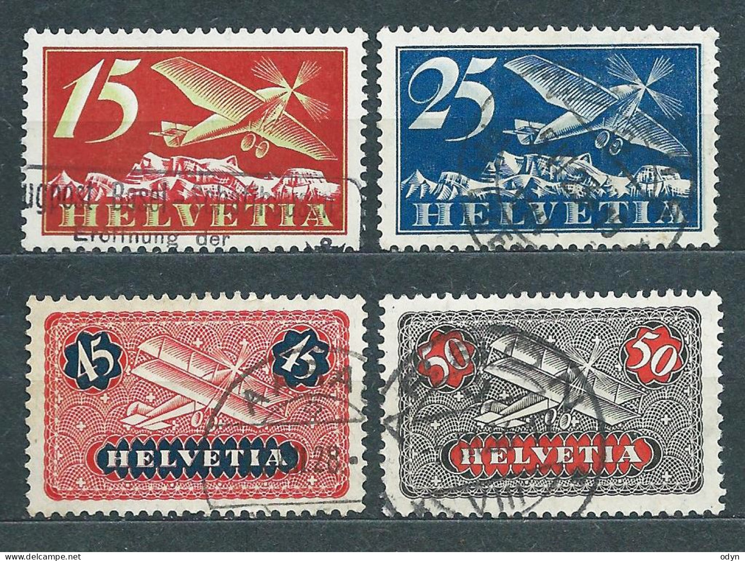 Switzerland, 1923; 4 Stamps From Set MiNr 179-184, Incl. 179, 180 X, 183 X, 184 X AIRMAIL - Used - Used Stamps