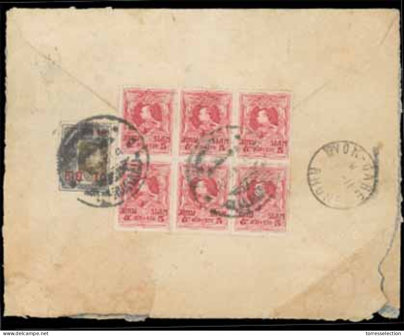 SIAM. 1919. Bangkok (2) To St. Etienne/France. Registered Envelope Bearing On Reverse 5 Stg Red King Rama VI  Garuda Iss - Siam