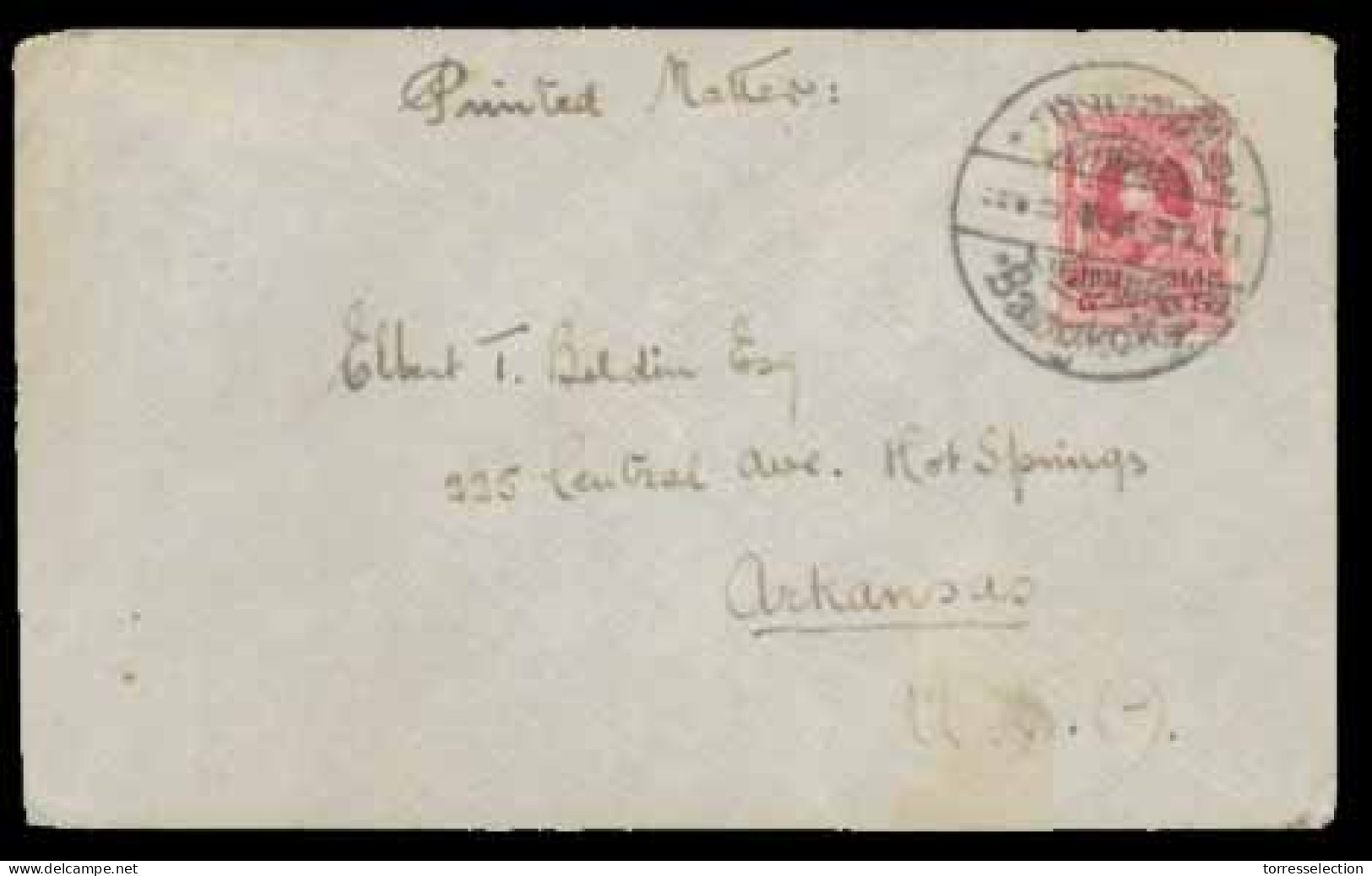 SIAM. 1921. Bangkok (district 2) To Arkansas/USA. Printed Matter Rate Envelope With Single Franking 5stg. King Rama VI ( - Siam