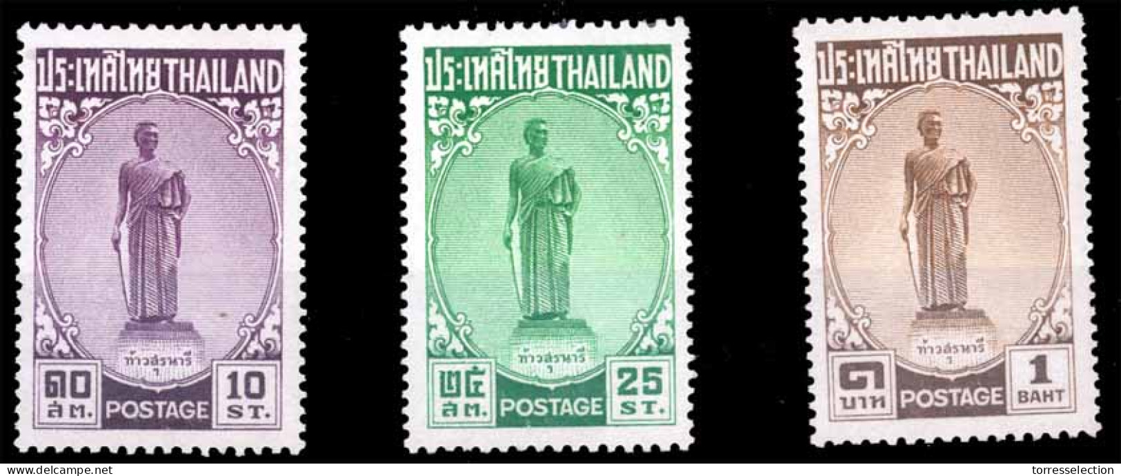 SIAM. 1955. Thao Sura-Naree. Complete Set. Fine Mounted Mint. (Sir. 381/3). 94 Cat. Value 1.000 Bahts. - Siam