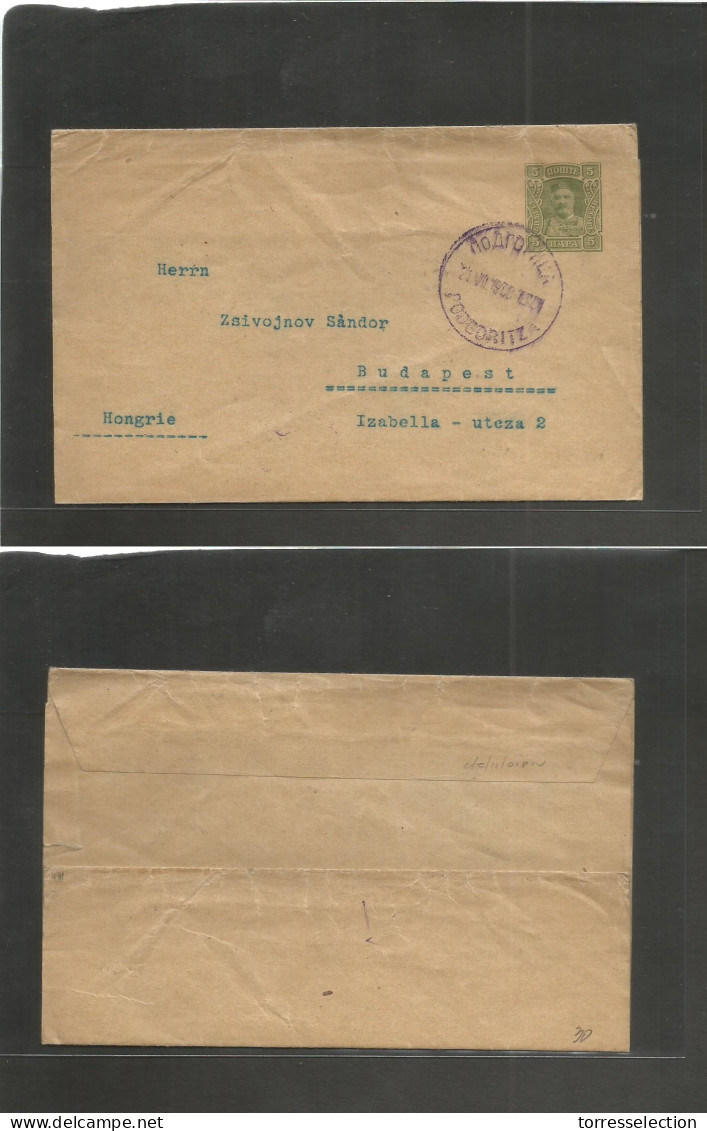 SERBIA. 1908 (21 July) Podeoritz - Hungary, Budapest (25 July) Complete 5p Green Stat Wrapper Violet Bilingual Cachet +  - Serbia