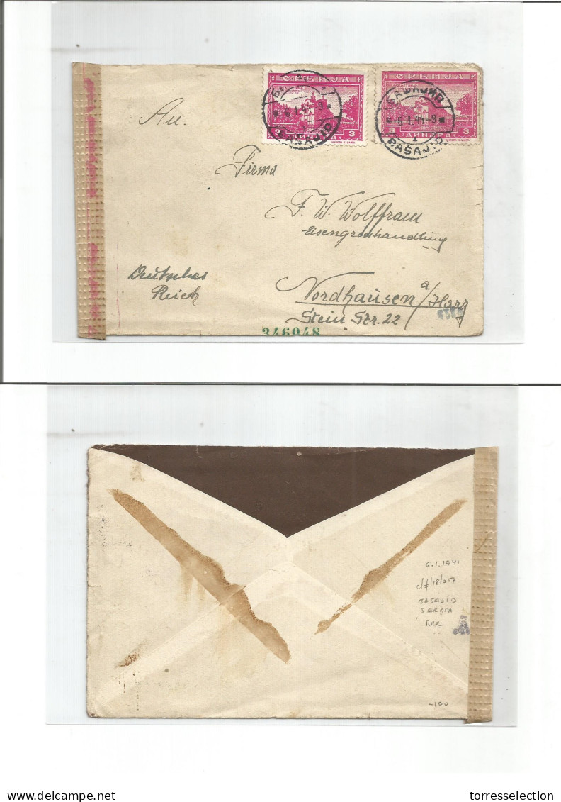 SERBIA. 1941 (6 Jan) Basasid - Germany, Nordhausen Am Hartz. Comercial Fkd Env + Nazi Censored. Extraordinary Rare Circu - Serbia