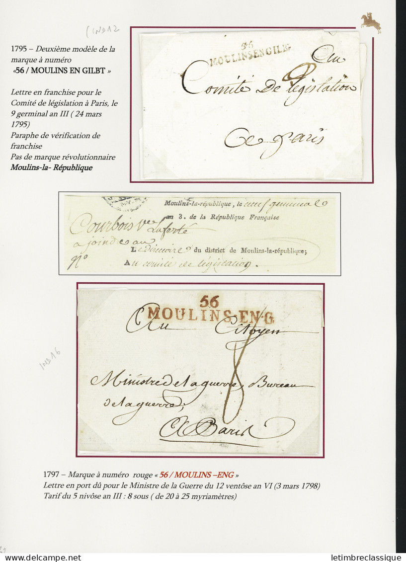 Lettre Moulins Engilbert : 6 MP : "Moulins Engilbert" (1790 Manuscrit), "56 Moulins En Gilbt" (1795 - Ind 12 - 2 Pièces) - Other & Unclassified