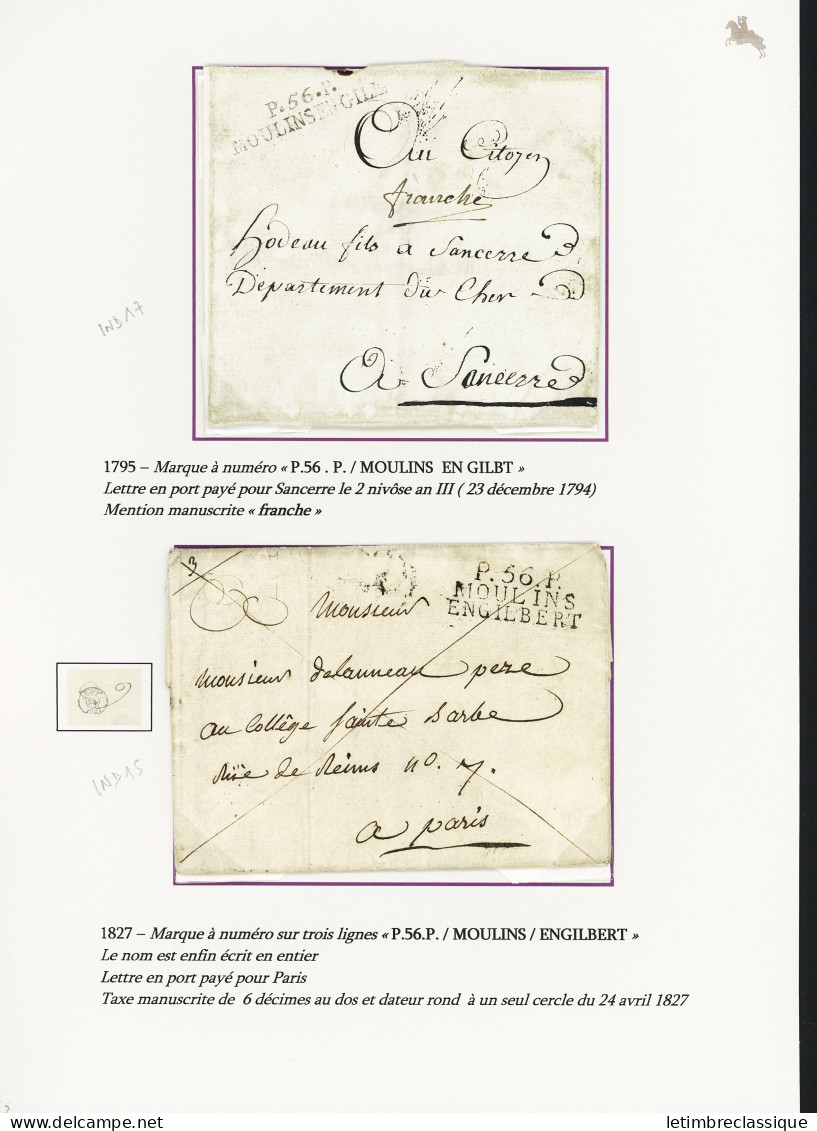 Lettre Moulins Engilbert : 6 MP : "Moulins Engilbert" (1790 Manuscrit), "56 Moulins En Gilbt" (1795 - Ind 12 - 2 Pièces) - Other & Unclassified